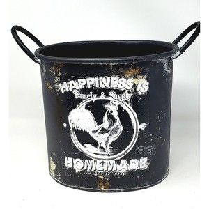 New Retro Metal Bucket Rooster/Chicken Farm Home Decor with Fake Patina